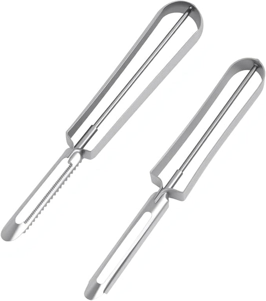 2 Pcs Stainless Steel Vegetable Peelers, Kitchen Potato Carrot Peelers with Ergonomic Handle for Safety and Control, Dishwasher Safe, Sharp, Rust-Resistant for Easy Peeling