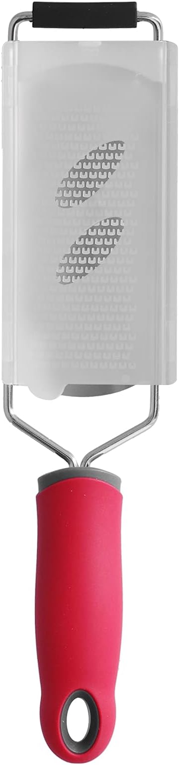 Stainless Steel Cheese Grater & Zester | Secure Grip Handle for Hard Cheese/Lemon/Chocolate | Multipurpose Kitchen Grater with Hanging Hole, Dishwasher Safe