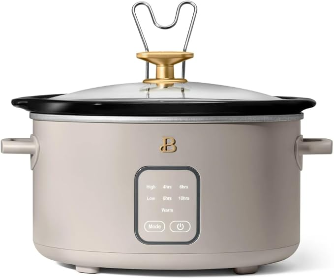 Beautiful 4-Quart Slow Cooker with Touch-Activated Display, Programmable Digital Controls, Removable Non-Stick Pot, Keep Warm Function (Porcini Taupe)