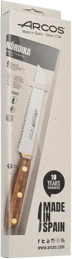 Arcos Tomato Knife 5 Inch Stainless Steel. Kitchen Knife for Vegetables. Ovengkol Wood Handle 100% natural FSC and 130mm Blade. Series Nordika. Color Brown.