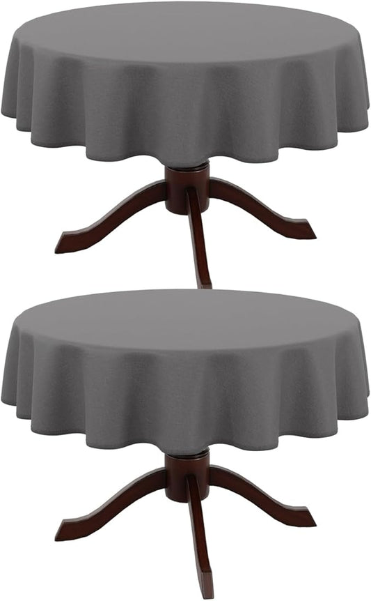 AUSSPVOCT 2 Pcs Textured Round Tablecloth 60 Inch for Dia 38’’ Tables - Waterproof Washable Wipeable Table Cloth Fabric Dining Table Cover for Birthday Party Farmhouse Outdoor Kitchen Tabletop Cover