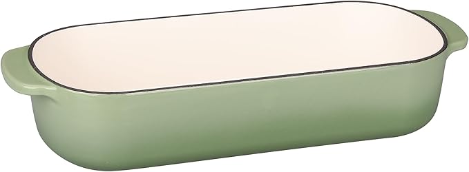 EDGING CASTING Enameled Cast Iron Loaf Pan with Lid, Bread pan, Dutch Oven Bread pan for Homemade Sourdough Bread Baking, 12.5x5.5 inch, 5qt, Pistachio Green