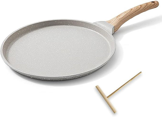 Bobikuke 10 inch Crepe Pan, Nonstick Pan for Crepes Omelette Tortillas, Dosa Tawa Tortilla Pan, Griddle Pancake Pan for Roti Indian, Induction Compatible
