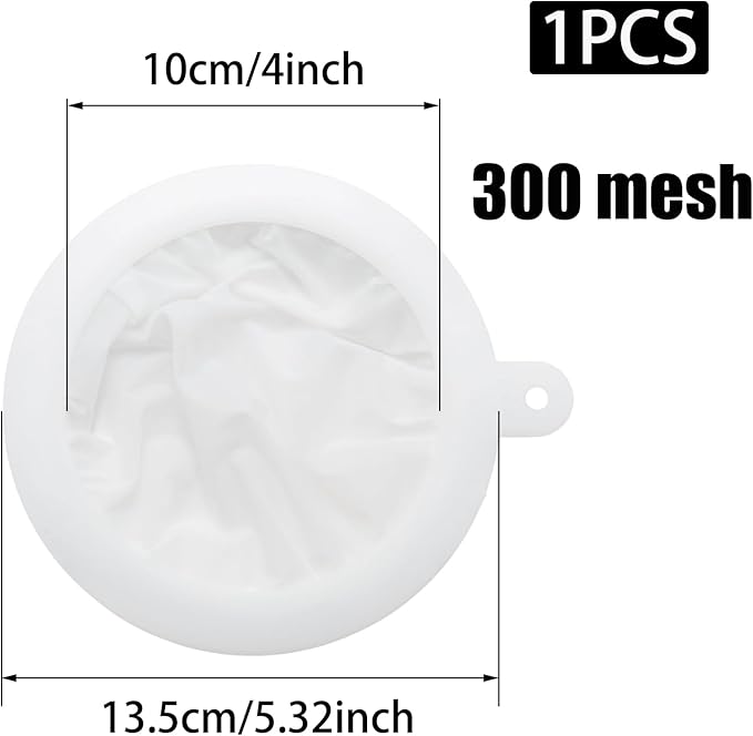 Pine & Linen 1pcs 13cm/5.12inch 300Mesh Fine Filter Strainer,Food Strainer Fine Meshs,Plastic Mesh Colander for Cooking Oil/Milk/Juice/Wine/Coffee