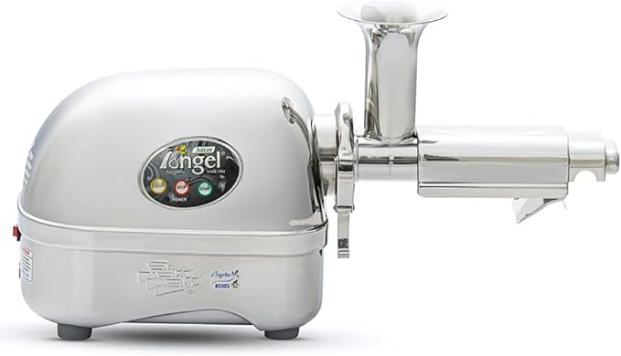 Angel Juicer AG-8500 Stainless Steel Premium Cold Press Slow Juicing Machine, SUS-316 Surgical Grade, Anti-Jamming Auto-Reverse Function, 3HP, 82RPM
