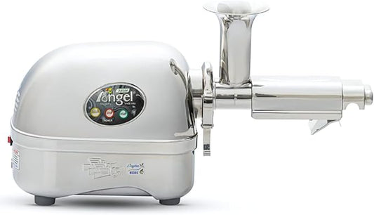 Angel Juicer AG-8500 Stainless Steel Premium Cold Press Slow Juicing Machine, SUS-316 Surgical Grade, Anti-Jamming Auto-Reverse Function, 3HP, 82RPM