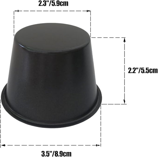 Heluok Pack of 6 Nonstick Popover Pans, Individual Miffin Cupcake Pan, Carbon Steel Yorkshire Pudding Pan, Reusable Egg Tart Molds, Large Round Oven Baking Pans - Black (3.5" x 2.2")