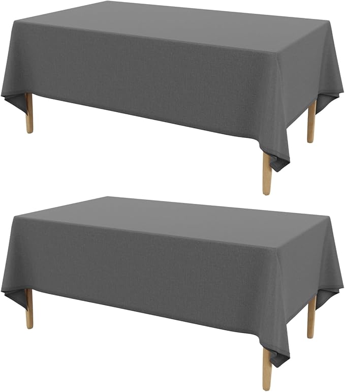 AUSSPVOCT 2 Pcs Textured Linen Table Cloth for Rectangle Table - 52x70 Inch Cloth Tablecloth Rectangular Waterproof Washable Fabric Dining Table Cover for Christmas Holiday Party Kitchen Decor