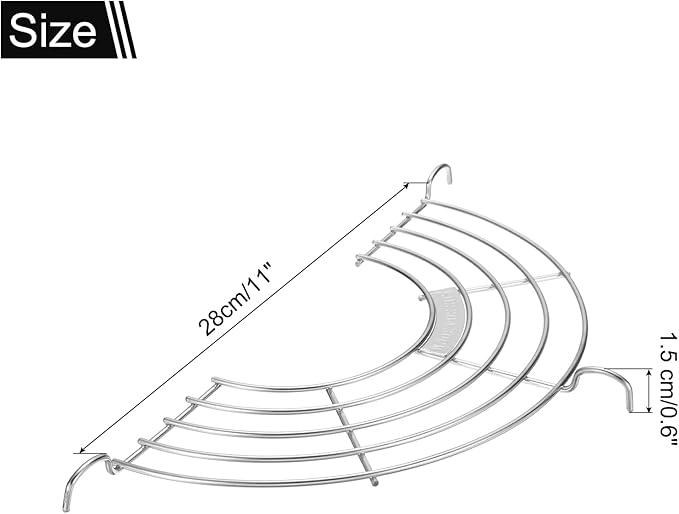 uxcell 2pcs Oil Drain Rack Semi-circular Draining Drying Rack Stainless-Steel Tempura Strainers for Home Baking Cooking Grilling Oil Drip Filter Fried Food, Silver(28cm/11in Long)