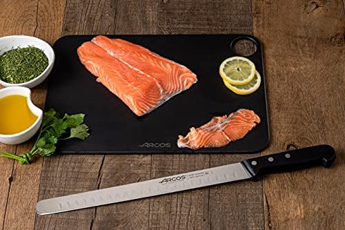 Arcos Salmon Knife/Fish Knife 300 mm 12 Inch - Nitrum Stainless Steel and 300 mm blade. 250 gr. Ergonomic Polyoxymethylene POM Handle. Series Universal. Flexible blade. Greater control. Color Black.