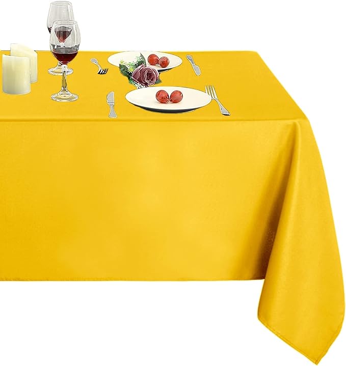 Obstal 210GSM Rectangle Table Cloth - Heavy Duty Water Proof Microfiber Tablecloth, Decorative Fabric Table Cover for Outdoor and Indoor Use (Yellow, 54 x 108 Inch)