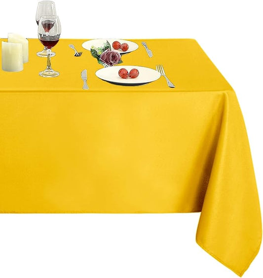Obstal 210GSM Rectangle Table Cloth - Heavy Duty Water Proof Microfiber Tablecloth, Decorative Fabric Table Cover for Outdoor and Indoor Use (Yellow, 54 x 108 Inch)