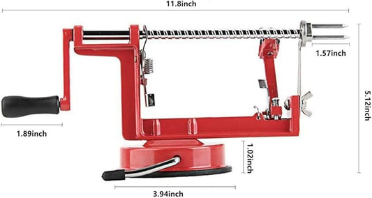 Apple Peeler Slicer Corer 3 In 1, Potato Peelers, Stainless Steel Heavy Duty with Suction Cup Base (vermilion)