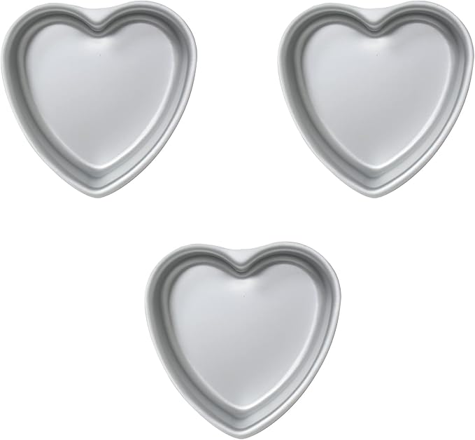 kefyixc set of 3 Heart-shaped cake pan,6 inch heart-shaped cake tin, aluminum, for weddings, parties, family and other occasions cake (6 x 2 Inch,Set of 3)