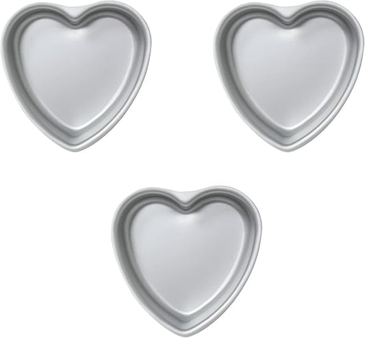 kefyixc set of 3 Heart-shaped cake pan,6 inch heart-shaped cake tin, aluminum, for weddings, parties, family and other occasions cake (6 x 2 Inch,Set of 3)