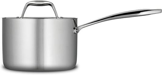 Tramontina Signature Tri-Ply Clad Stainless Steel 2-Quart Sauce Pan with Lid, Induction-Ready, Dishwasher-Safe, NSF-Certified, Made in Brazil
