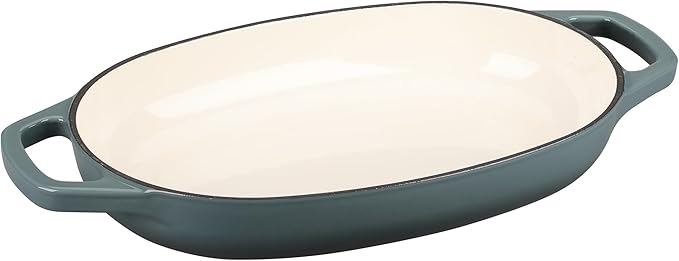EDGING CASTING Enameled Cast Iron Oval Dutch Oven Pot with Lid, Dutch Oven for Sourdough Bread Baking, Oval Bread Pan, Bread Oven, Bread Dutch Oven, 5qt, Slateblue