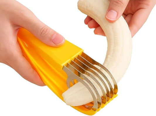 CocoLine & Co. Banana Slicer – Easy Fruit Cutter Tool for Even Banana Slices, BPA-Free Plastic, Yellow