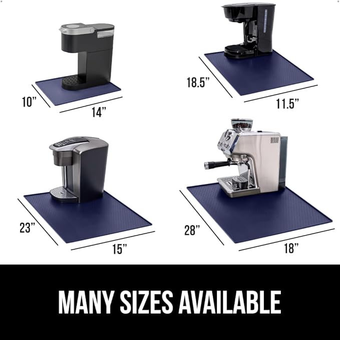 GORILLA GRIP Silicone Coffee Mat, Espresso Machine Bar Accessories, Keep Kitchen Counters Clean, Stays in Place, Waterproof and Heat Resistant Dish Drying Mats, Home Decor Essentials, 10x14, Navy