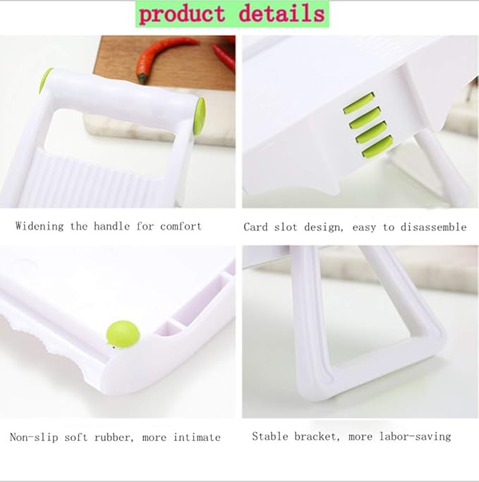 Mandoline slicer,mini food processor, Potato cutter shred and spiral cutter 5 stainless steel blade vegetable peeler slicer for fruit tomato onion (green)