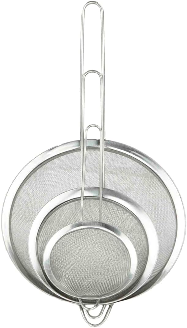 Home Basics Mesh Stainless Steel Strainer 3 Piece Set, Silver