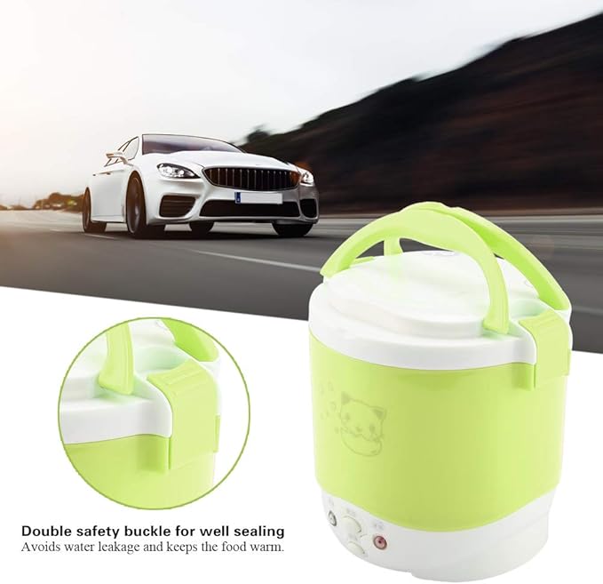 Rice cooker,Rice Cooker Small,Rice Cooker 6 Cup,1L Rice Cooker,Steamer,12v Electric Lunch Box for Car Electric Food Steamer Fast Cooking Fully Automatic Pot for Travel