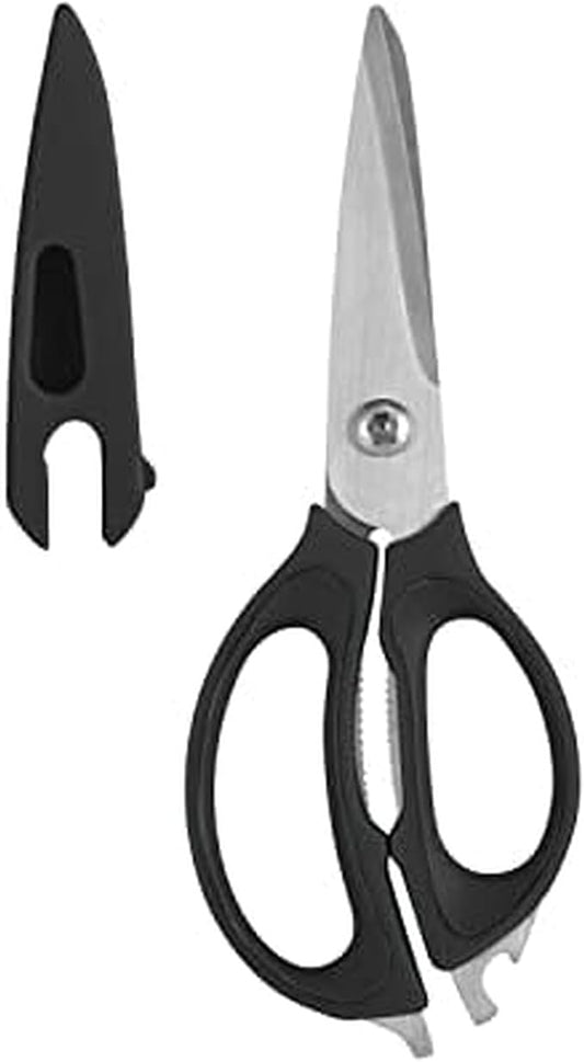 Farberware 4 in 1 Multipurpose Stainless Steel Kitchen Scissors with Blade Cover, Black
