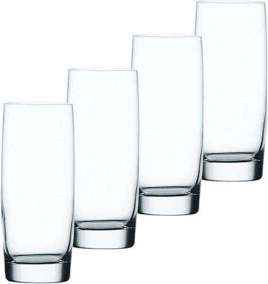 Nachtmann Vivendi 14 oz Long Drink Glasses – 4-Piece Lead-Free Clear Crystal Glassware for Water, Juice, Cocktails, Iced Tea & Cold Drinks, Stylish Barware for Entertaining & Dining