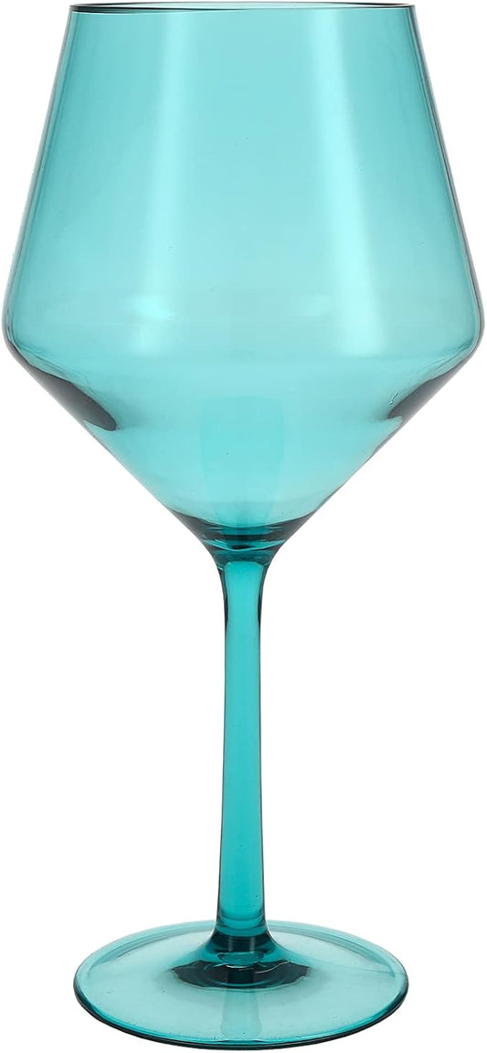 Fortessa Sole Outdoor Shatter Resistant BPA Free Premium Copolyester Plastic Drinkware 6 Pack, Aqua Sky Blue Green, Cabernet Glass
