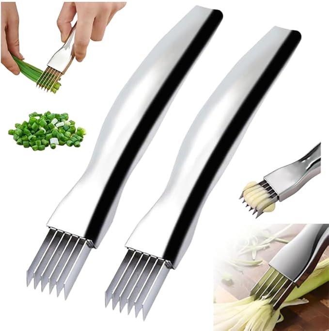 Shred Silk The Knife, 2024 Upgrade Green Onion Cutter Stainless Steel Choppe Kitchen Slicing Tool Cutter for Vegetables Onion Garlic, Multifunctional Kitchen Food Vegetable Cutter