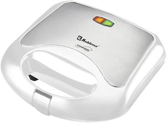 Sandwich Maker, Ideal for Making Sandwiches, Grill Cheeses, French Toast, and More, Non-Stick Sandwich Maker with Automatic Thermostat, 820-Watt Motor, Easy to Clean, White, SKM- 800 B
