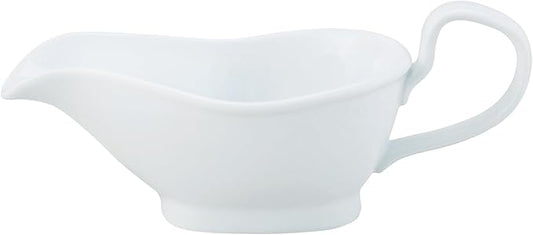 HIC Kitchen Gravy Boat, Fine Porcelain, Pedestal Stand Design, 8-Ounce Capacity For Gravy, Sauce, Au Jus, Dressing, Holiday Meals, And Entertaining