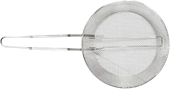 TrueCraftware- 10" Round Fine Mesh Culinary Basket Nickel Plated with 9-1/8" Handle Length- Kitchen Frying Basket Food Strainer Skimmer Strainer for Cooking Home Kitchen Restaurants