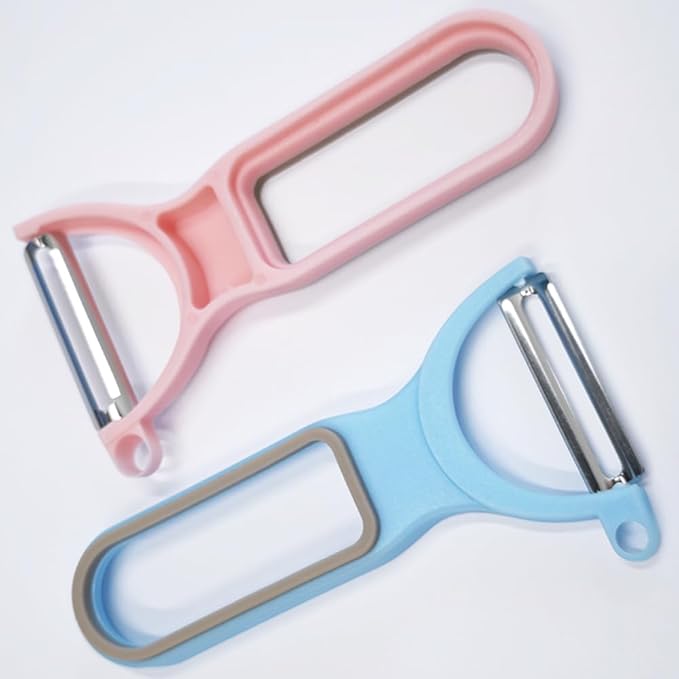 2Pcs Kitchen Peelers, Super Sharp Vegetable Peelers, Fruit Peeling Blade, Pink & Blue (2, Blue+Pink)