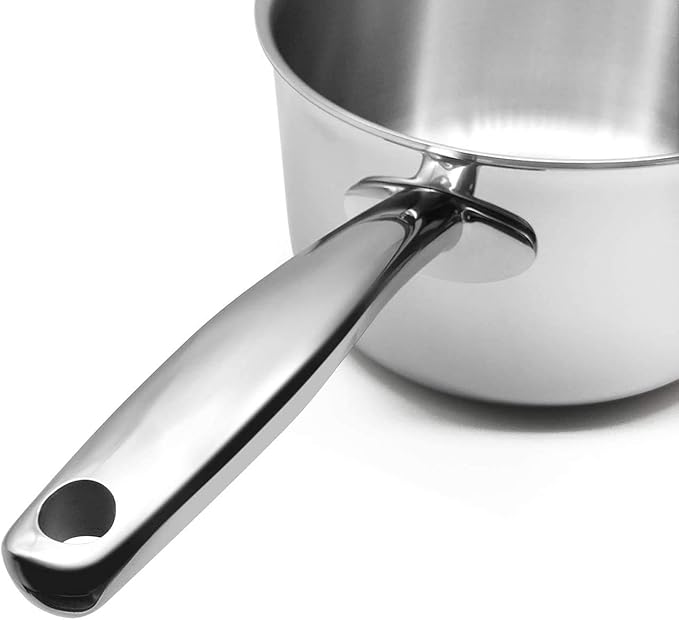 Fortune Candy 3.5-Quart Saucepan with Lid, Tri-Ply, 18/8 Stainless Steel, Advanced Welding Technology, Dishwasher Safe, Induction Ready, Mirror Finish