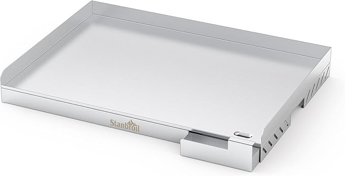 Stanbroil Stainless Steel Universal Griddle for Charcoal/Gas Grills, 23" x 16" Rectangular Cooking Griddle with Removable Grease Drip Tray