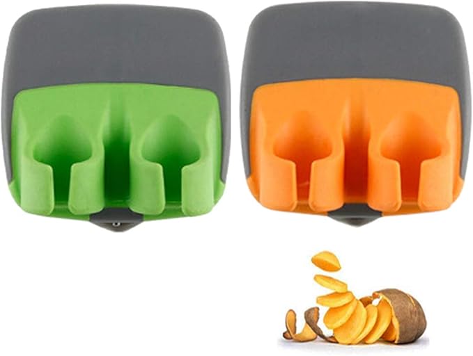 2 Pcs Hand Vegetable Peeler Palm Peeler Rubber Finger Grips Comfortable to Peel Pumpkin, Carrot, Cucumber, Potato and More