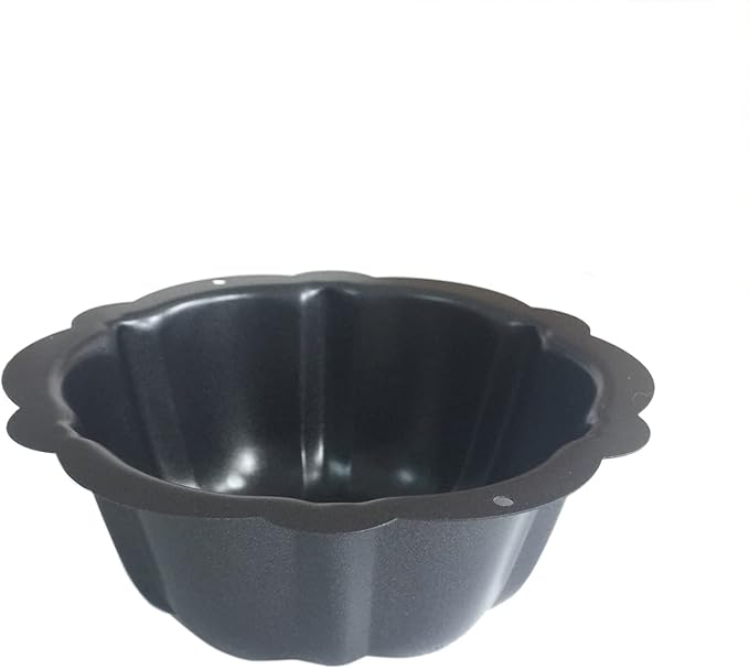LoveDeal 4 Inch Fluted Tube Cake Pan, Nonstick Mini Kugelhopf Mold, Carbon Steel Fluted Baking Cake Pans, Metal Round Pumpkin Shaped Mould for Muffin, Brownie, Pudding - Black, Set of 4