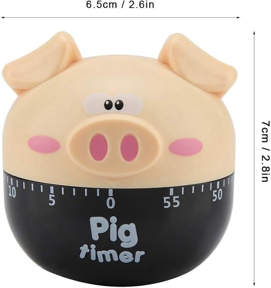 Cute Kitchen Timer, Piggy Wind up Timer Cooking Manual Kitchen Funny Mechanical Rotating Alarm for Kitchen Cooking Baking(Khaki)