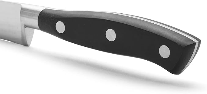 Arcos Knife 8 Inch Nitrum Stainless Steel and 200 mm blade. Sharp Knife to Meat and Fish. Ergonomic Polyoxymethylene POM Handle. Series Riviera. Color Black