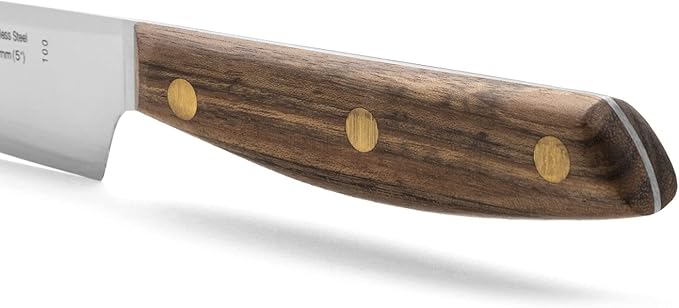 Arcos Chef Knife 5 Inch Stainless Steel. Professional Kitchen Knife for Cooking. Ovengkol Wood Handle 100% natural FSC and 140 mm Blade. Series Nordika. Color Brown.