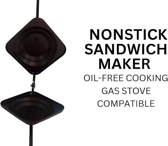 Gas Sandwich Maker Nonstick Toaster Panini Press Cookware Hand Toaster Sandwich Maker 1 Piece (Black)