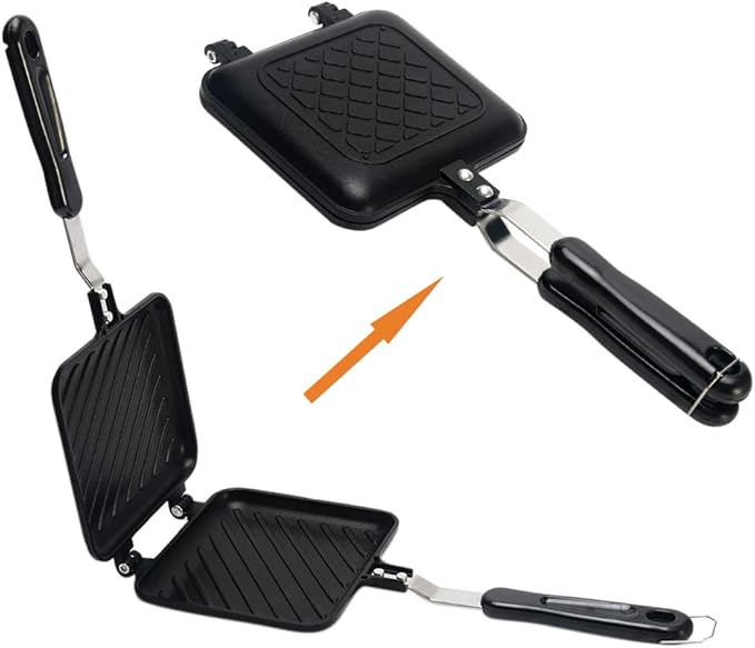 GEZICHTA Grilled Sandwich Panini Maker Mini Waffle Maker Panini Hot Sandwich Maker Pan Nonstick Double Sided Frying Pan Home Kitchen Breakfast Machine