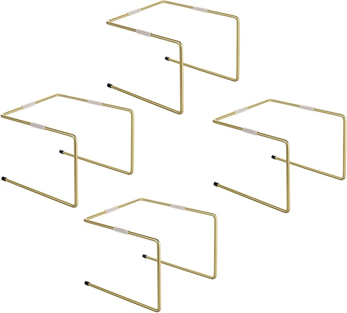 MyGift Brass Metal Pizza Table Stands, Tabletop Pizza Pan Riser Food Platter Tray and Display Rack, Set of 4