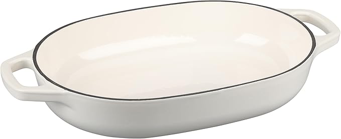 EDGING CASTING Enameled Cast Iron Oval Dutch Oven Pot with Lid, Dutch Oven for Sourdough Bread Baking, Oval Bread Pan, Bread Oven, Bread Dutch Oven, 7qt, White