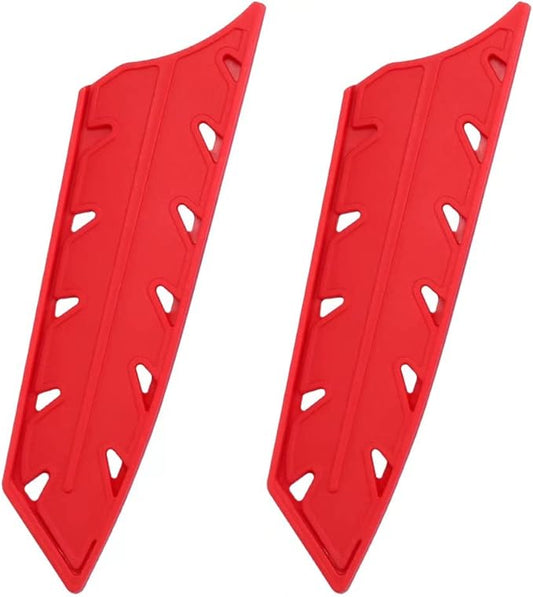 XYJ 2pcs/set Knife Covers Sleeves Knives Edge Guard,Universal Knife Sheath, Santoku Knife Case Blade Guards Protector Red Kitchen Knife Cover Sleeve (For 8" Chef Knife or 7 '' Santoku Knife)