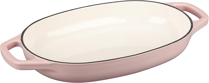EDGING CASTING Enameled Cast Iron Oval Dutch Oven Pot with Lid, Dutch Oven for Sourdough Bread Baking, Oval Bread Pan, Bread Oven, Bread Dutch Oven, 5qt, Pink