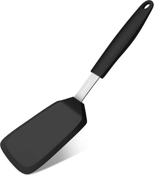 Silicone Spatula, 13 x 3.2 In, 600°F Heat Resistant Kitchen Spatula, BPA Free, Flexible Turner For Non Stick Frying Pan, Cooking, Flipping Egg and Pancake, Dishwasher Safe, Black