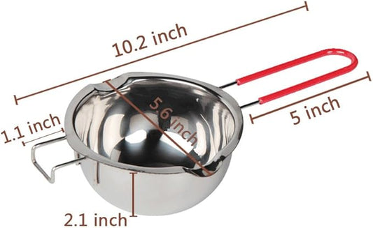 Stainless Steel Double Boiler Pot with Heat Resistant Handle for Melting Chocolate, Candy and Candle Making (18/8 Steel, 2 Cup Capacity, Universal Insert)