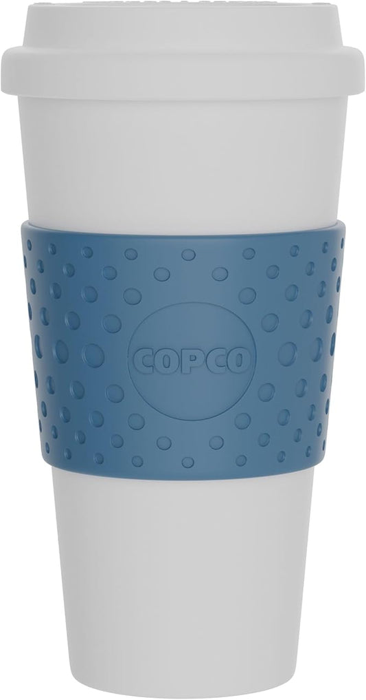 Copco Acadia 16 oz Travel Mug - Insulated Reusable Coffee Tumbler with Double-Walled Plastic, Leak-Proof Lid, BPA-Free - Portable Mug for Hot & Cold Drinks, Cup Holder Friendly (Blue) (Pack of 6)
